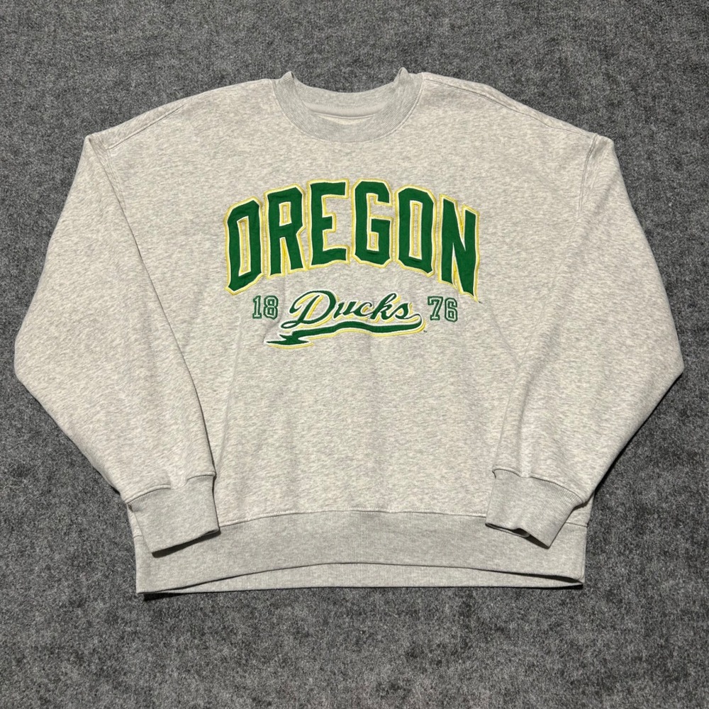 Hollister Oregon Ducks Boxy Fit Crewneck Sweatshirt Grey Size Large